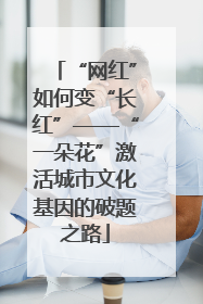 “网红”如何变“长红”——“一朵花”激活城市文化基因的破题之路