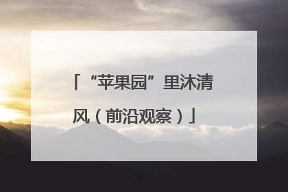 “苹果园”里沐清风（前沿观察）