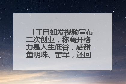 王自如发视频宣布二次创业，称离开格力是人生低谷，感谢董明珠、雷军，还回应了“工资条”：清楚自己要什么……