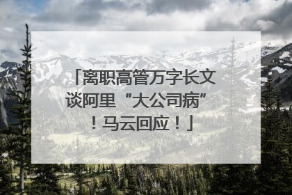 离职高管万字长文谈阿里“大公司病”！马云回应！
