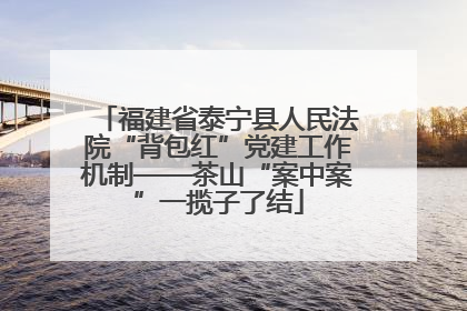 福建省泰宁县人民法院“背包红”党建工作机制——茶山“案中案”一揽子了结