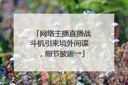 网络主播直播战斗机引来境外间谍，细节披露→