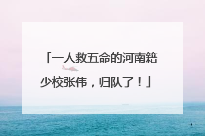一人救五命的河南籍少校张伟，归队了！
