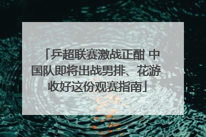 乒超联赛激战正酣 中国队即将出战男排、花游 收好这份观赛指南