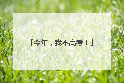 今年，我不高考！