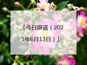 今日辟谣（2025年6月13日）