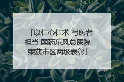 以仁心仁术 写医者担当 国药东风总医院荣获市区两级表彰
