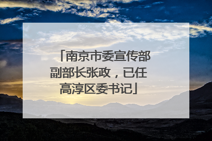 南京市委宣传部副部长张政，已任高淳区委书记
