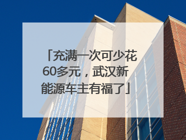 充满一次可少花60多元，武汉新能源车主有福了