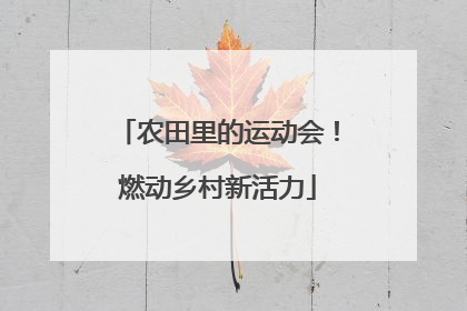农田里的运动会！燃动乡村新活力