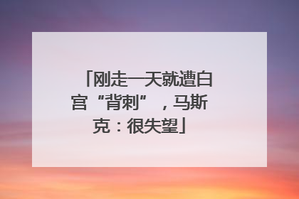 刚走一天就遭白宫“背刺”，马斯克：很失望