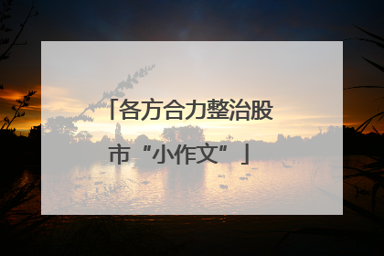 各方合力整治股市“小作文”