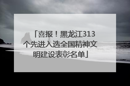 喜报！黑龙江313个先进入选全国精神文明建设表彰名单