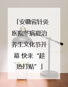 安徽省针灸医院冬病夏治养生文化节开幕 快来“趁热打贴”
