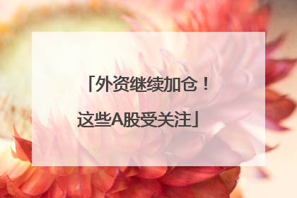 外资继续加仓！这些A股受关注