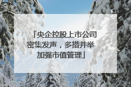 央企控股上市公司密集发声，多措并举加强市值管理