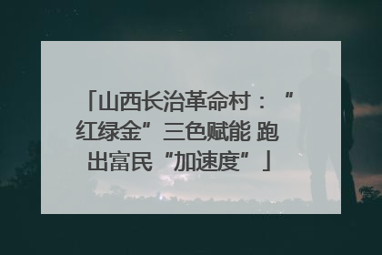 山西长治革命村：“红绿金”三色赋能 跑出富民“加速度”