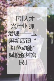 引人才 兴产业 抓治理——玉屏新店镇“红色动能”赋能强村富民