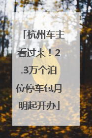 杭州车主看过来！2.3万个泊位停车包月明起开办