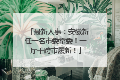 最新人事：安徽新任一名市委常委！一厅干跨市履新！