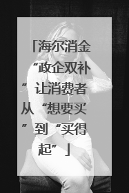 海尔消金“政企双补”让消费者从“想要买”到“买得起”