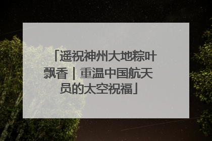 遥祝神州大地粽叶飘香｜重温中国航天员的太空祝福