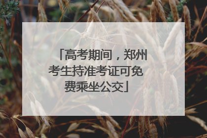 高考期间，郑州考生持准考证可免费乘坐公交