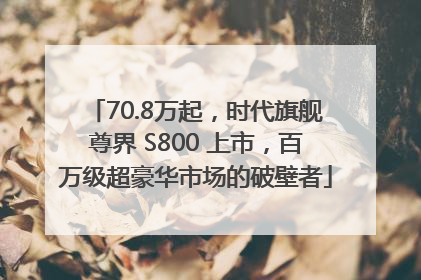 70.8万起，时代旗舰尊界 S800 上市，百万级超豪华市场的破壁者